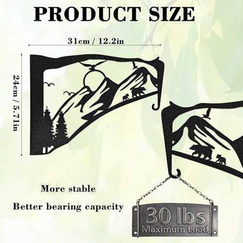 Black Metal Bird Feeder Wall Hanger Indoor Outdoor, Heavy Duty Hook Holder for Basket Plant Pot, Staghorn Fern, Bird Feeder and Wind Chime, Mountain Decor for Wall Window Patio Porch Garden - color: Mountain