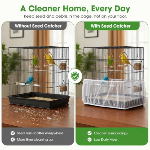 4PCS Bird Cage Net, Bird Cage Seed Catcher, Bird Cage Seed Catcher for Large and Medium Cages