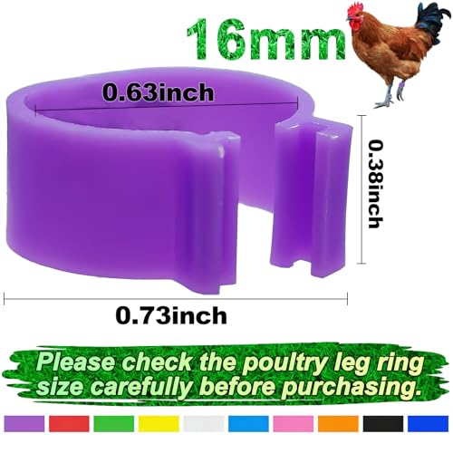 Keedolla 200 Pcs 16mm Chicken Leg Rings Colorful Numbered Chicken Identification Leg Bands Clip on Poultry Foot Rings Chicken Ankle Tags for Chicks Duck Bantam Guinea Pigeons Gamefowl - size: 16mm - 200pcs