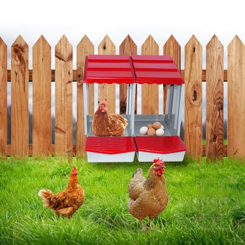 2 Hole Chicken Nesting Box with Rolling Egg Collection Design | Rolling Egg Collection & Protection Nesting Boxes, Avoid Broken Eggs, Ideal for Coops, Backyard & Family Chicken Raising - size: 2 Compartment
