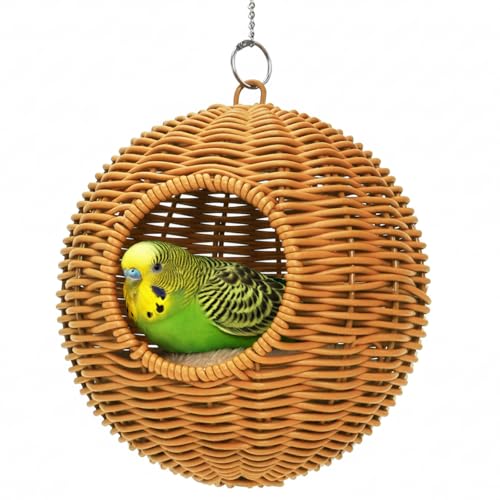 Steel Frame Bird Nest for Cage, Washable Small Bird Bed Chewproof with Plush Pad, Hammock Hideout Lay Eggs Parakeet Nest Sleep, Parakeet Warm Bed House Hut for Lovebird, Canary, Budgie, Finch