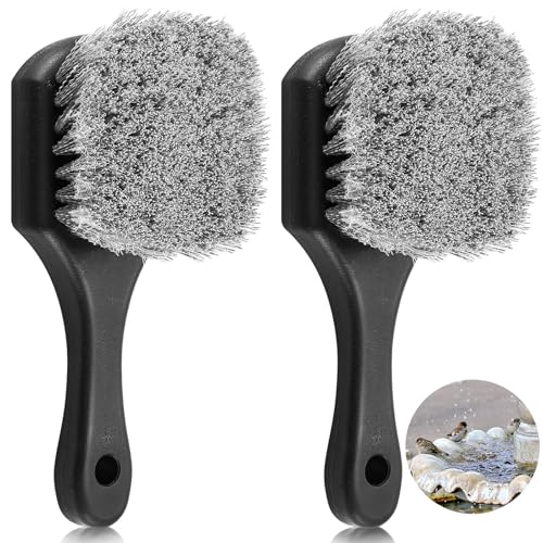 CroBlissful 2 Pcs Bird Bath Cleaning Brush Hard Bristle Stiff Bristle Brush with Plastic Handle Utility Scrub for Bird Feeder Bath Accessories Fountain Outdoor Cleaning(Gray) - color: Gray
