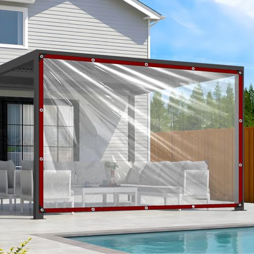 Clear Tarps Heavy Duty Waterproof 6x8 Plastic Tarp with Grommets Clear Vinyl Tarps for Outdoor Patio Enclosure Chicken Coop Covers Waterproof Transparent Tarpaulin for Porch Greenhouse Plant - size: 6x8FT-1PCS