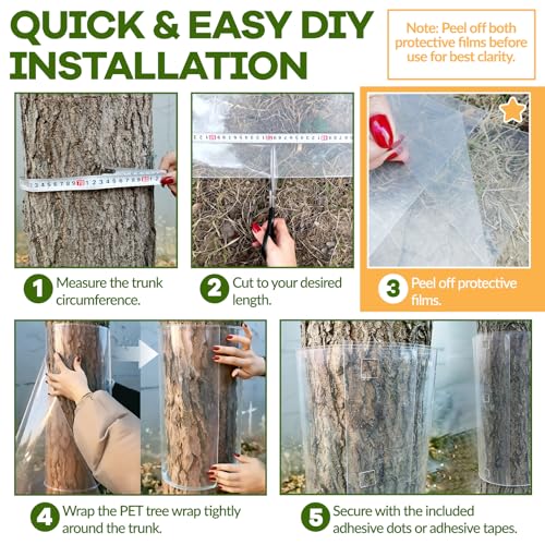 oyhqes Iguana Tree Wrap Tree Trunk Protector Guard for Iguana Prevention | 59 × 15.75in PET Plastic Anti-Reptiles Climbing Barrier Thickened Tree-Safe Guard with Strong Tape & Nano Adhesive - style: 59*15.75in