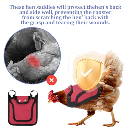 Chicken Saddles with Adjustable Straps, Breathable Chicken Aprons, 6 Pcs | Small Medium Large Hens Protector Vest Poultry Accessories for Rooster Mating, Back Feather Loss Prevention, 3 Colors