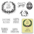 Easter Bunny Clear Stamps for Card Making and Journaling, Leaves Wreath Silicone Stamps Easter Words Rubber Stamps for Scrapbooking DIY Cards Album Crafts Supplies - color: Style 5: Et Spring Wreath