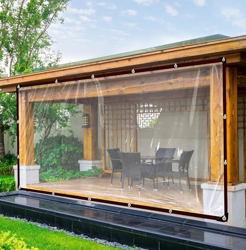 Clear Tarps Heavy Duty Waterproof, 5x7 FT - Plastic Greenhouse Sheeting with Grommets Rope - Transparent Poly Tarpaulin for Garden Rainproof Plant Cover Chicken Coop Camping - size: 5'x7'
