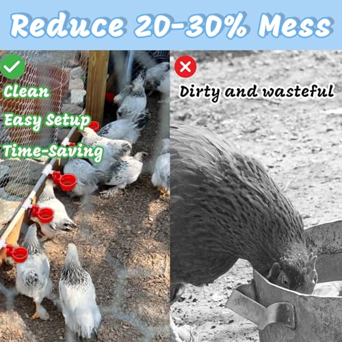 Automatic Chicken Watering System with 1/2" PVC Pipe and Chicken Waterer Cups, Stainless Steel Hose, Leak-Proof and Easy-Assembly Chicken Waterer Feeder Kit for Coops