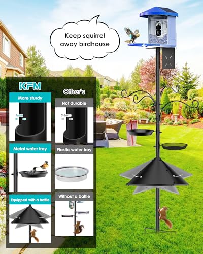 Bird Feeder Pole Squirrel Proof, 92 Inch Heavy Duty Bird Feeder Pole for Outdoor Metal Pole Birds Feeding Station for Wild Birds Watching Attracting (BirdsHouse Not Included)