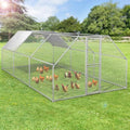 DWVO Large Metal Chicken Coop for 20-30 Chickens | 19.1 x 9.8 x 6.4 ft Walk-in Poultry Cage Chicken Run for Yard Outdoor with Anti-UV Cover Duck House Flat Roof Chicken Pen