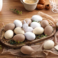 Gejoy 24 Pcs Easter Speckled Eggs Textured Plastic Eggs Neutral Easter Decor Pastel Fake Chicken Eggs Easter Bowl Basket Vase Fillers Rustic Spring Easter Decor for Home Table Egg Hunts (Matt) - style: Matt