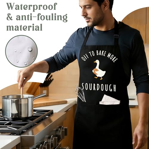Off to Bake More Sourdough Apron for Women with Large Pockets - Funny Baking Aprons, Adjustable Professional Kitchen Apron for Bread Making, Grilling - Unique Sourdough Gifts for Bakers & Moms - C16 - color: Off to Bake More Sourdough