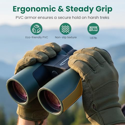 Aurosports 15x56 Binoculars for Adults High Powered for Bird Watching Green | Low Light Vision, 22mm Large View, Hunting, Hiking, Travel, Stargazing, Professional FMC BAK4 Prism, Gifts for Men