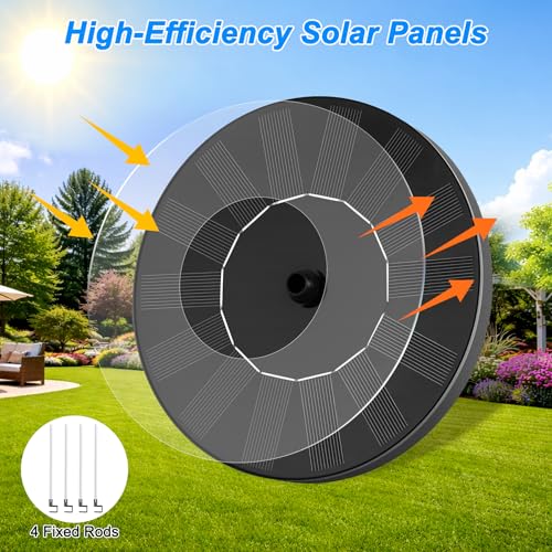 Solar Fountain, Floating Solar Water Pump with 6 Nozzles & 4 Fixed Pipes, Solar Fountain for Bird Bath, Garden, Pond, Pool - color: 1.5w Solar Water Fountain