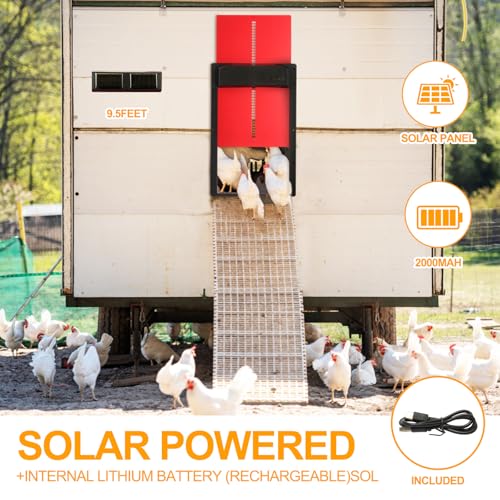 Solar Powered & USB Rechargeable Automatic Chicken Coop Door with Dual Remotes, Weatherproof Aluminum Alloy Design, 10M Reliable Range – Ideal for Poultry Keepers, Homesteaders