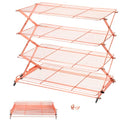 Geesta 2/3/4-Tier Collapsible Cooling Rack with Adjustable 3 Setting Design Stackable Cooling Roasting Cooking for Cookies Baking - Copper Cooking Utensils - color: Rose Gold