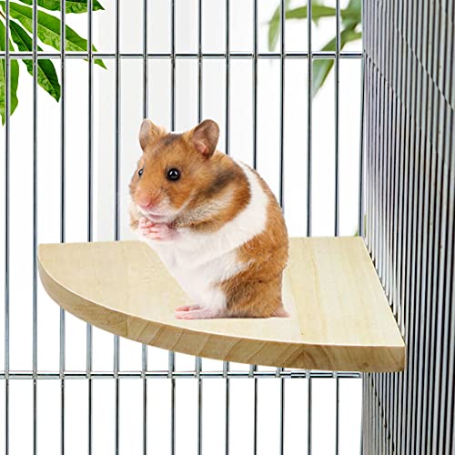 Litewoo Bird Parrot Corner Perch Flat Platform Stand, Easy to Install, Safe and Stable, Smooth Polishing Without Hurting Feet, Solid Hardwood Bird Cage Perches（S） - size: S: 3.94*3.94inch