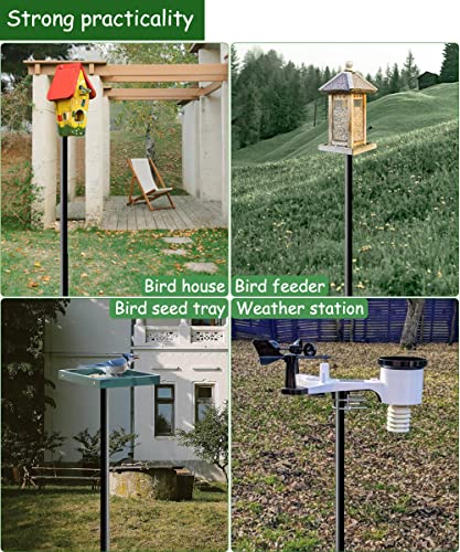 105 Inch Bird House Pole Mount Kit, Adjustable Heavy Duty Bird Feeder Pole for Outdoors, Universal Mounting Post Set with 5-Prong Base, Black, 1 Pack - size: 105 INCH