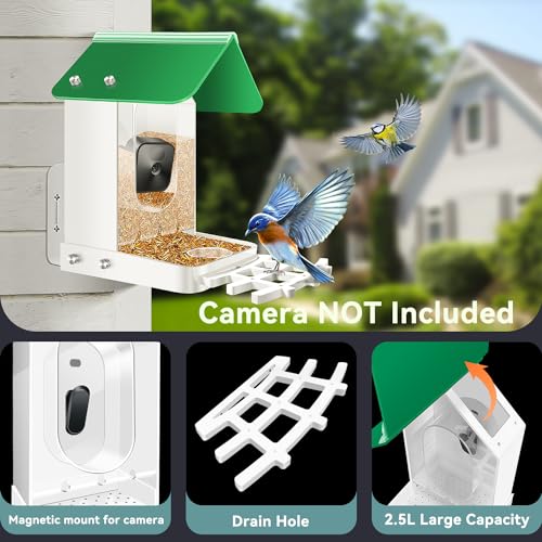 Bird feeders for Outdoors Compatible with Blink,Wyze and Other Smart Camera for Bird Watching with Your Security Cam,Gift for Bird Lover-(Camera NOT Included)