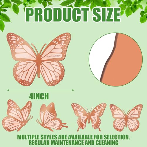 4 Pack Pure Copper Disk for Bird Bath Water Cleaner,Butterfly | Triple-point Support, Outdoor Bowl Purification, Algae Prevention Safe, Pure Copper Discs, Flower Petal Design Shapes - size: Butterfly