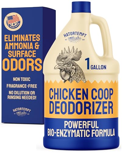 Hatortempt 1 Gallon Chicken Coop Deodorizer and Cleaner Spray, Unscented | Surface Odor Eliminator - Controls Ammonia - Safe & Fast Drying - Refresher for Wood, Sand, Bedding, Hay, Pine & Stone - size: 128 Fl Oz (Pack of 1)