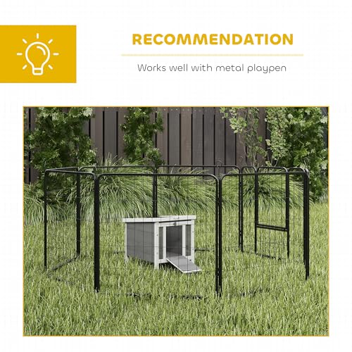 PawHut Small Wooden Rabbit Hutch Bunny Cage Guinea Pig Cage Duck House Dog House with Openable & Waterproof Roof, for Rabbits, Chickens, Ducks, Gray | Bunny Cage, Guinea Pig Cage, Duck House, Dog House, for Rabbits Chickens Ducks - color: Grey