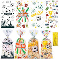 QOIUSO 100PCS Soccer Cellophane Treat Bags - Clear Plastic Goodie Bags with 110 Gold Twist Ties - Soccer Party Favor Bags for Snacks, Game Day, Sports Events, Birthday & School Activities - color: Soccer-100pcs