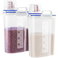 2 Pcs 5.5Lbs Rice Dispenser Storage Containers, Rice Container with Measuring Cup & Pour Spout, Kitchen Plastic Airtight Container for Cereal, Grain, Flour, Sugar, Oatmeal, Dry Pet Dog Food - color: Blue-2