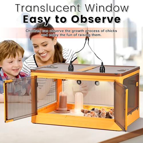 142L Chicken Brooder Box for Chicks Kit with Heater Chicks Warmer Brooder Plate Ducks Tent Pen Thermometer for 30 Ducks Bedding Indoor Quail Brooder (142L) - size: 142L
