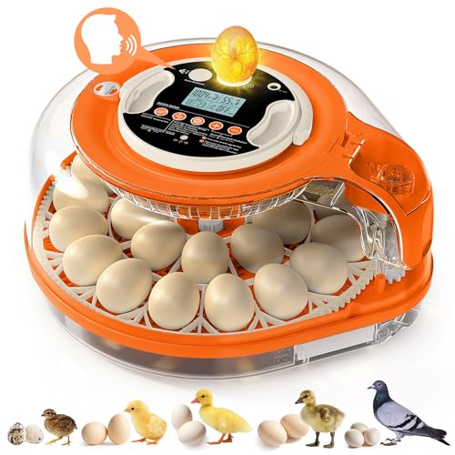 26 Incubators for Hatching Eggs Smart Voice Control Incubator with Auto Temp Humidity Automatic Egg Turning 360° View Built in Egg Candler and Chick Holding Area for Chicken Duck Goose Quail Eggs