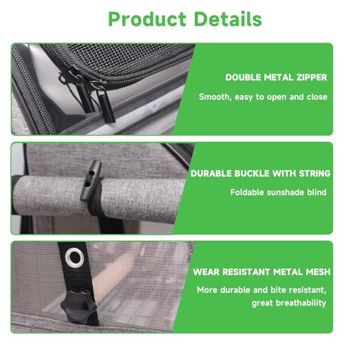 Bird Carrier Bag with Perch, Bird Travel Carrier Backpack with Stainless Steel Plate and Mesh, Portable Transparent Parakeet Travel Cage with Feeder Cups for Small Birds Parakeet Parrot