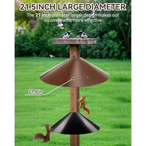 Qualirey 21.5" Metal Squirrel Proof Baffle, for 4 x 4 Posts,Brown,1 Pack | Wrap Around Guard for Bird Feeder Pole to Deter Squirrels - color: Brown