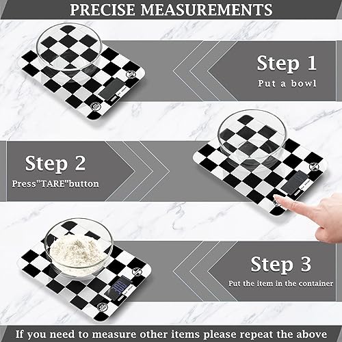 Food Scale Kitchen Scale Food Scales Digital Weight Grams and Ounces Small Electronic Food Scale for Baking Cooking Checkered Black White - color: Checkered Black White