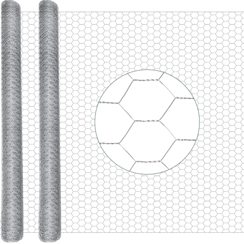 GlikCeil, 48 in x 100 ft Chicken Wire Fencing Metal Floral Chicken Wire Mesh for Crafts Poultry Garden, 1 Inch Hexagonal Galvanized Hardware Cloth Netting for Poultry Coop Barrier Rabbit Cage (Silver) - color: Silver, size: 48 in X 100 ft