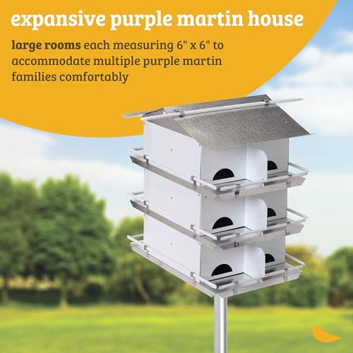 Birds Choice Premium Aluminum Purple Martin House – 8 Room, 2 Floor Birdhouse with Starling Resistant Entrance Holes, Ventilated Roof & Easy Cleaning, Unassembled | Starling Resistant Entrance Holes, Ventilated Roof, Easy Access for Cleaning, Ships Unasse
