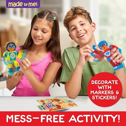 Made By Me Build & Paint Your Own Wooden Toys, DIY Wood Craft Kit, Easy to Assemble, Superhero Action Figures - style: Superheros