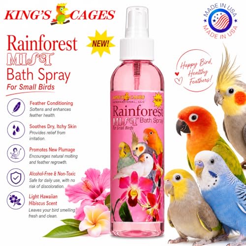King's Cages Pk2 Rainforest Pink Mist 8 oz. Bath Spray Hawaiian Hibiscus Scent Feather Conditioning and Daily Grooming Use for Small Bird (Pack of 2) - size: Pack of 2