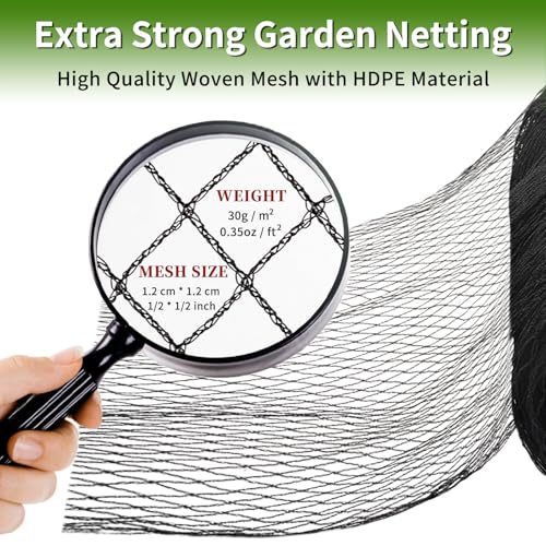 Bird Netting for Garden Protection - 13 x 40 FT Heavy Duty Poultry Bird Netting for Chicken Coop with Ties & Staples, Garden Net Mesh for Fruit Trees Plants Vegetables Against Birds Deer