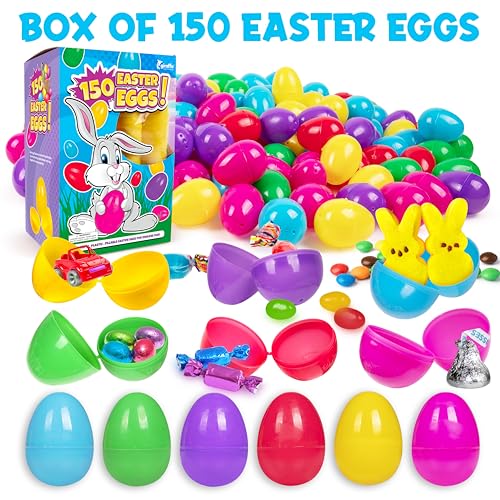 Giraffe 150 Pack Fillable Easter Eggs Bulk – Multi Color Empty Plastic Eggs for Kids - Easter Basket Stuffers for Kids Egg Hunt Prizes Party Favors Classroom Prizes Treasure Box Toys