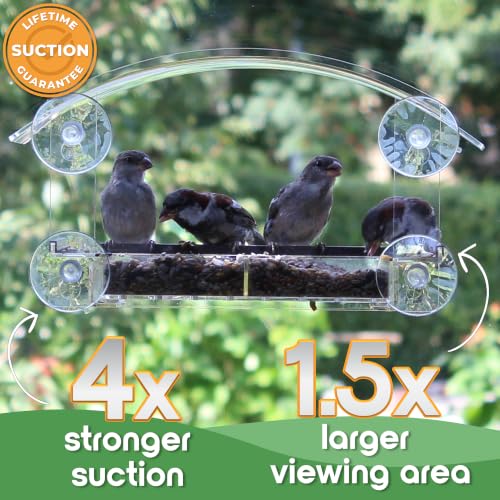 Window Bird Feeder with Strong Suction Cups - (Upgraded 2026 Model) Clear Acrylic Feeder Window for Cats Bird House Gift