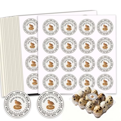 320 Pcs Quail Eggs Carton Labels, 2 Inch Round Fresh Quail Eggs Handling Stickers Waterproof PET Adhesive Quails Egg Packaging Sticker for Box Container Carton Farm Supplies - color: Quail Eggs