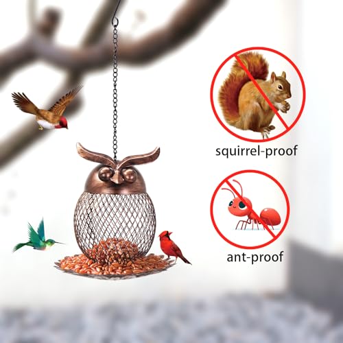 Bird Feeder for Outdoor, Squirrel Proof Metal Wild Bird Feeder Decoration for Hanging Outside Garden Yard, Cute Cat-Shaped