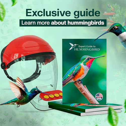HummViewer Wearable Hummingbird Hat Feeder - Humm Viewer Mask, Helmet Feeder for Head with Face Shield, Bird Viewing Experience for Men & Women Includes Expert Guide