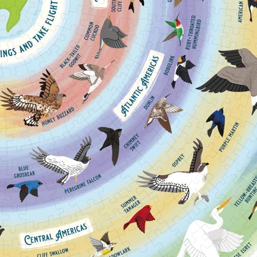 Ridley's Bird Lover’s 1000-piece Round Jigsaw Puzzle - Included Poster with Bird Migrations and Bird Facts for Bird Owners and Bird Lovers - color: Multicolor