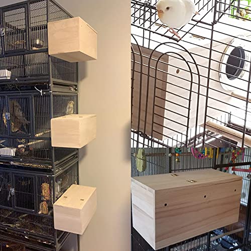 Parakeet Breeding Box Birds Natural Wooden House Lovebird Nesting Mating Box 7Pcs Bird Supplies for Cockatiel Finch Canary Budgie Aviary (7.67×4.72x4.72 in)