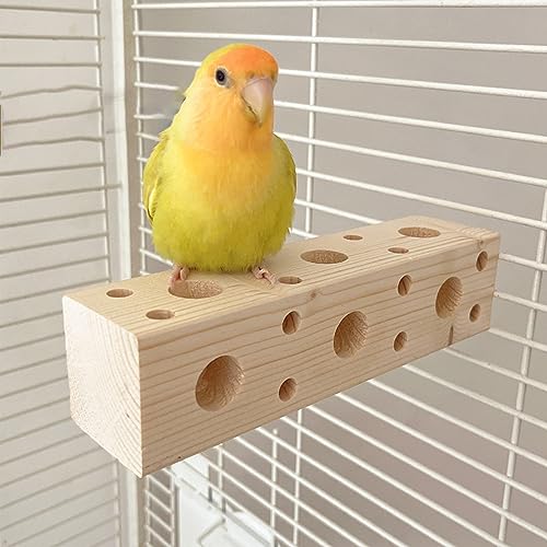 Bird Wooden Block Chewing & Foraging Training Toys for Small Animals - Shredding & Biting Wooden Bird Cage Accessories & Teething Toys for Lovebirds, Parakeets & Cockatiels - size: L