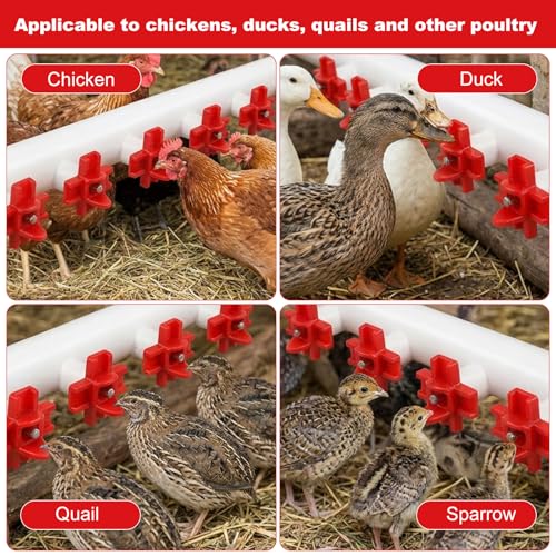 15 Pack Horizontal Chicken Nipples Waterer with 1/2" PVC Tee Fittings, DIY Automatic Poultry Watering System Kit with 2 Tapes and Drill Bit for Backyard and Farm Chicken Duck Quail, Side Mount Drinker