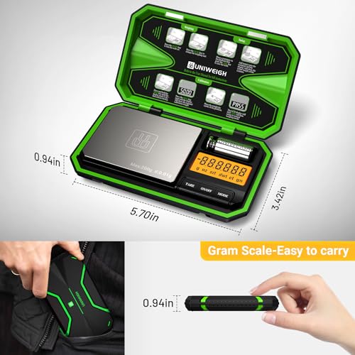 Digital Pocket Scale 200g/0.01g, Digital Scale Grams Precision | Jewelry Scale,Coins Scale with 50g Cal Weights for Powder,small items,Tea,Jewelry,Coins (Battery Included)-Fluorescent Green - color: Fluorescent Green