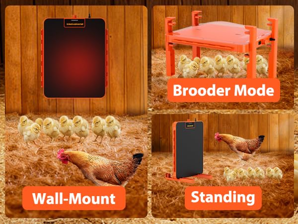Brooder Plate for Chicks,11" x 15" Chick Heat Plate with Adjustable Height & Temp,200W Brooder Heater Warmer for Chicken Coops Poultry (Orange) - color: Orange