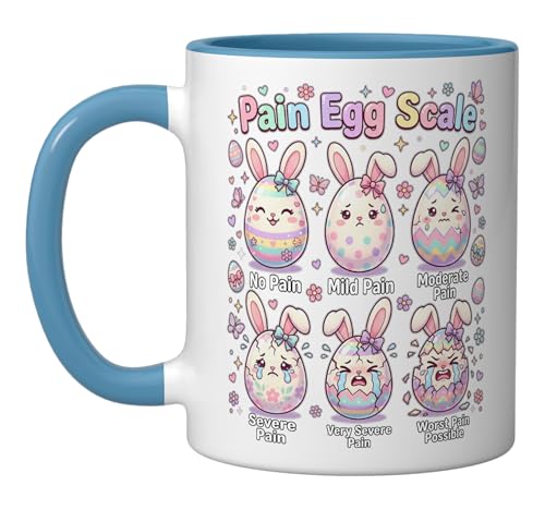 Cute Medical Bunny Egg Easter Nurse Pain Egg Scale Ceramic Mug, Blue/White - color: Blue/White